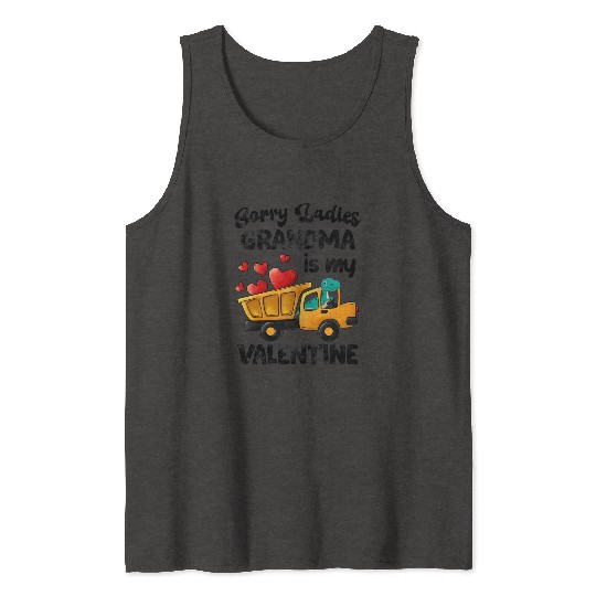 Grandma Is My Valentine Trex Dino Dump Truck Boys Tank Tops