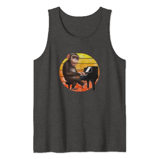Monkey at the piano Tank Tops