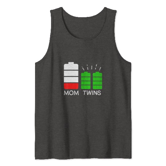 Twin Mom Low Battery Tired Mom Of Twins Tank Tops