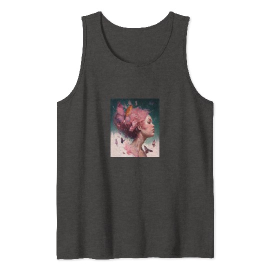 Breast Cancer Survivor Pink Flower Hair Girl Tank Tops