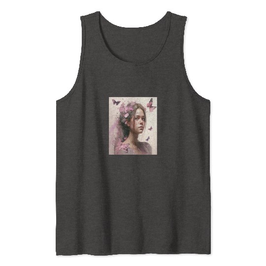Breast Cancer Survivor Pink Flower Hair Girl Tank Tops