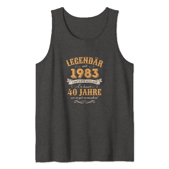 40th Birthday Vintage 1983 Tank Tops