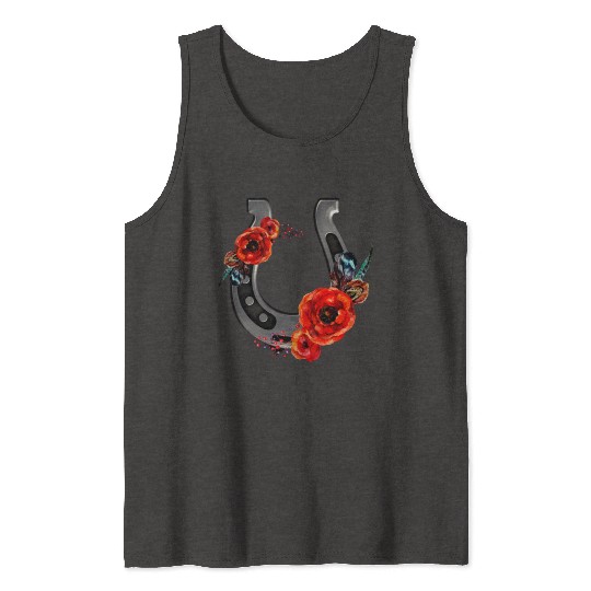 Floral Horseshoe With Poppies Tank Tops