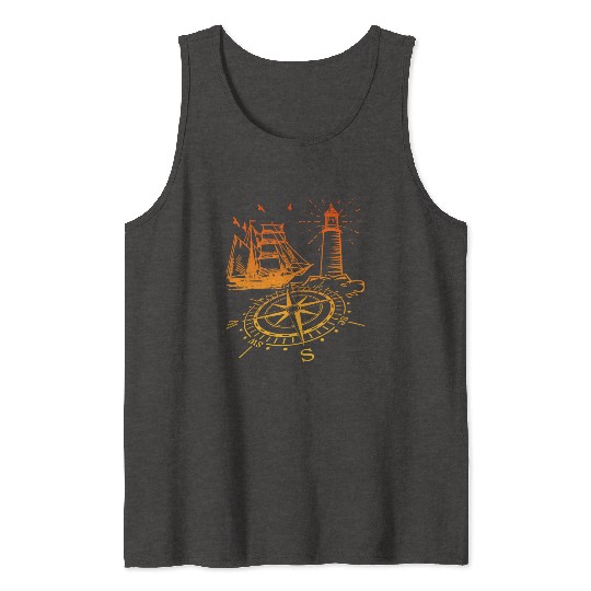 Maritim lighthouse compass sailing ship north Tank Tops