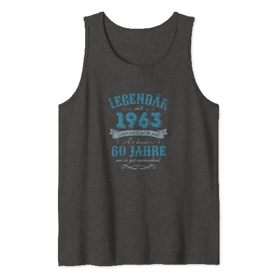 60th Birthday Vintage 1963 Tank Tops