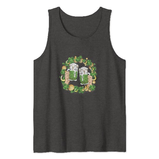St. Patrick's Day Irish Green Beer, Wine Cups Tank Tops