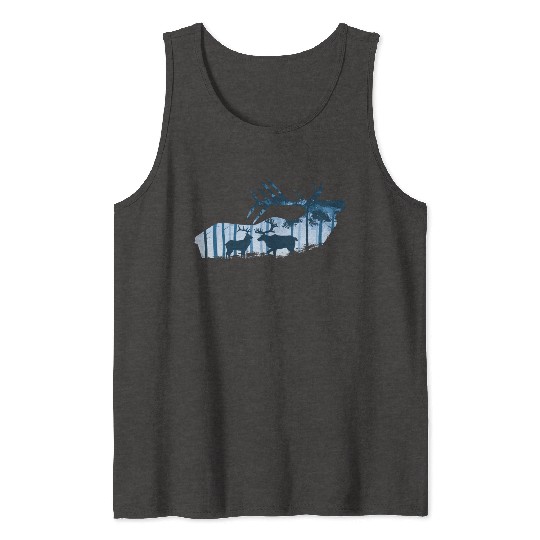 Elk Deer Silhouette Forest Animals Tank Tops