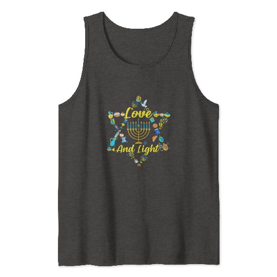 Love and Light Hanukkah Tank Tops Jew Menorah Jewish C