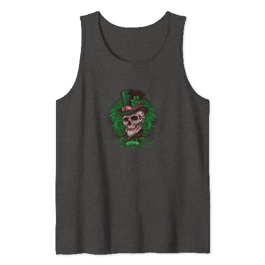 Sugar Skull Saint Patricks Day of Dead Tank Tops