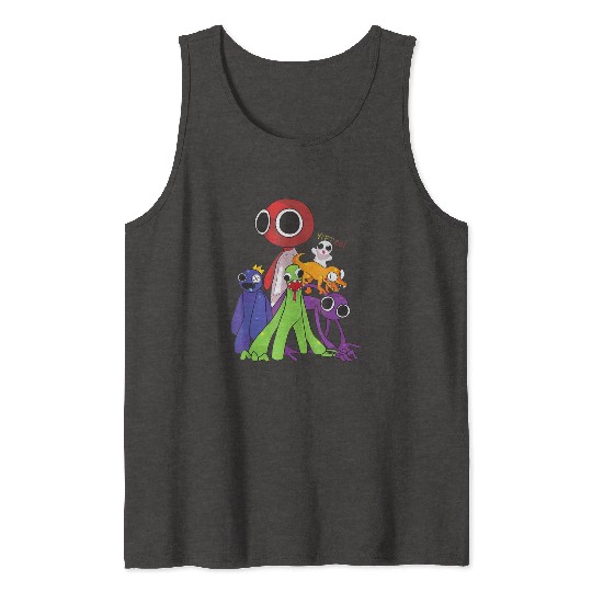 Rainbow Friends blue red orange green Tank Tops