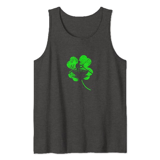 Fishing St. Patrick's day shamrock Tank Tops