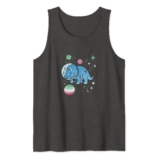 Abrosexual Pride Triceratops Astronaut Tank Tops