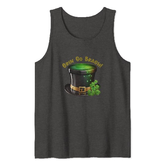 Get Lucky with this 'Erin go Bragh' Top Hat Design Tank Tops