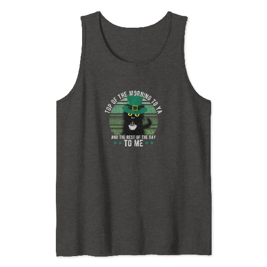 Top Of The Morning Coffee Cup Cat St. Patrick's Tank Tops