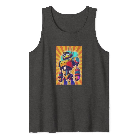 super hero cartoon iron man robot Tank Tops