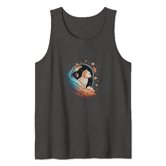 Astronaut Cat Space Cat on Galaxy Cat Lover Tank Tops