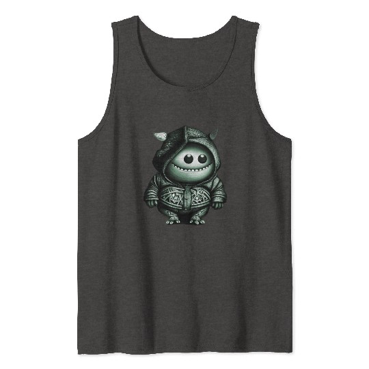 Goofy Looking Monster Green Tank Tops