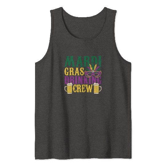 Mardi Gras Drinking Crew Carnival Beads Mask Tank Tops
