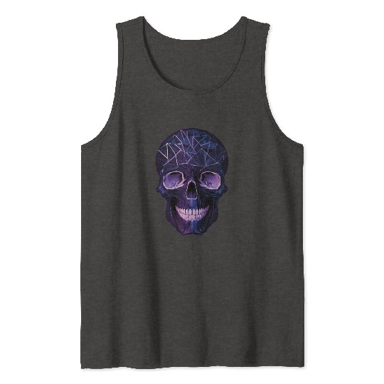 Purple Violet Geometric Design Skull Tank Tops