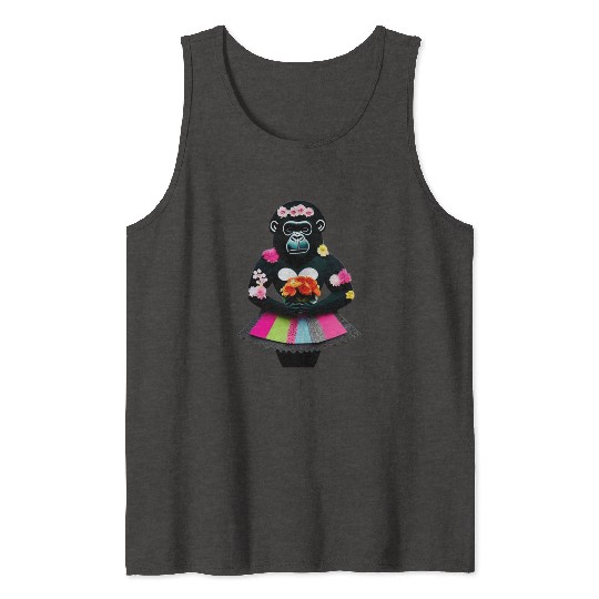Blooming Beauty A Gorilla with Flowers and Tutu Tank Tops