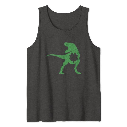 Tyrannosaurus T Rex Dinosaur St Patricks Day Irish Tank Tops