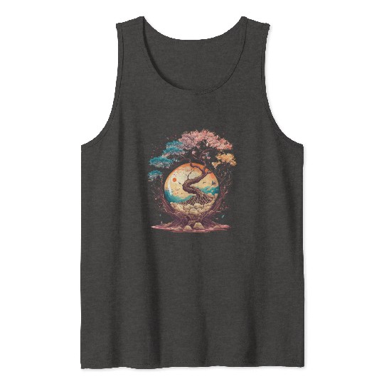 Japanese tree of life cherry blossom flowers Japan Tank Tops