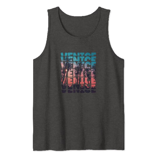 Venice Beach California Vacation Ocean Palm Tree Tank Tops