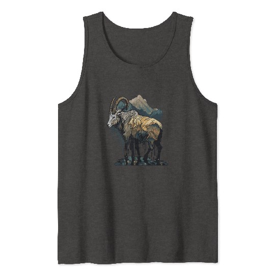 a mountain goat lives in the mountains Tank Tops