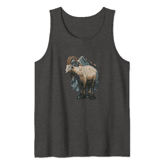 a mountain goat lives in the mountains Tank Tops