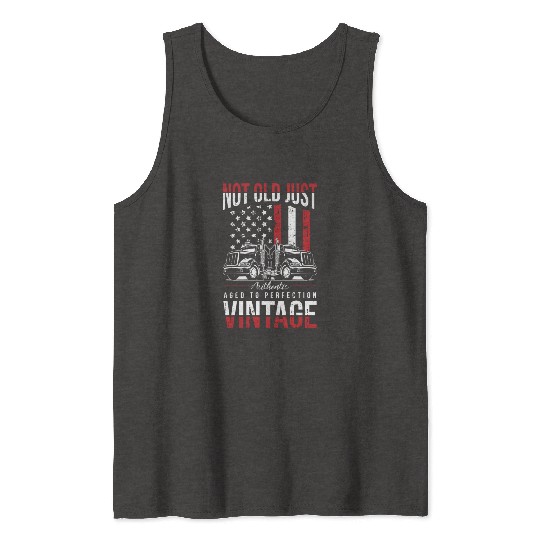 Truck Driver Us Flag Old Man Trucker Tank Tops
