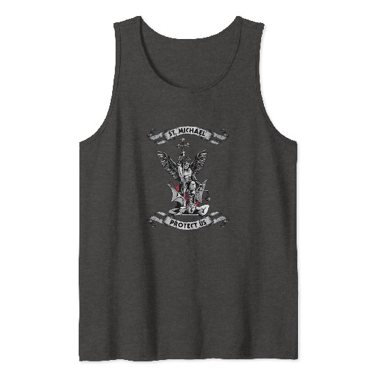 Archangel Saint Michael Protect Us Defend Us Long Tank Tops