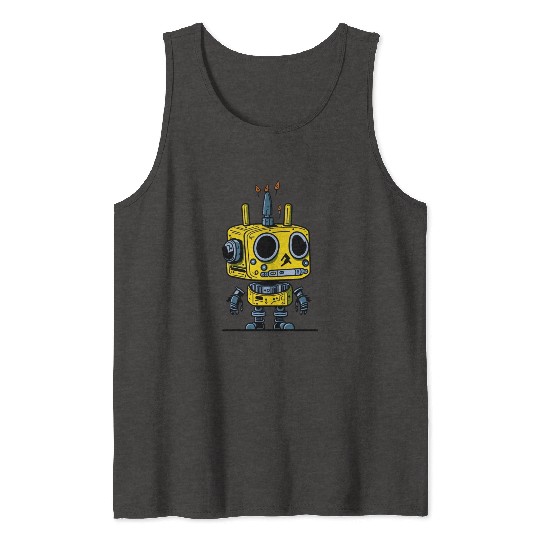 Retro Vintage Yellow Robot Tank Tops