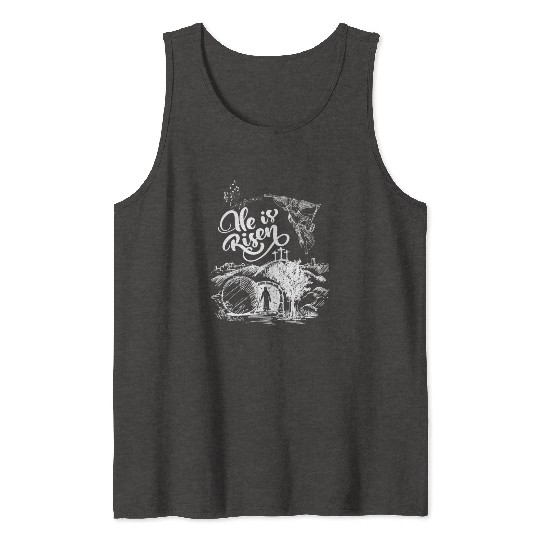 He Is Risen- White Drawing Angel HD Tank Tops