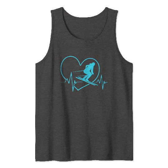 Ski Skier For Women Skiing Heartbeat Tank Tops