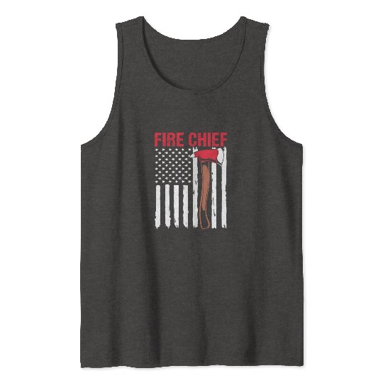 American Flag Patriotic Firefighter Fire Chief Tank Tops