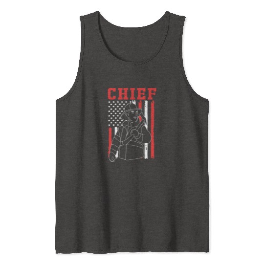 Us Flag Fire Chief Patriotic Firefighter For Men Tank Tops
