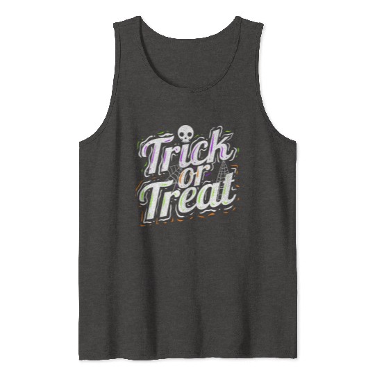 Trick Or Treat Spiderweb Halloween Tank Tops
