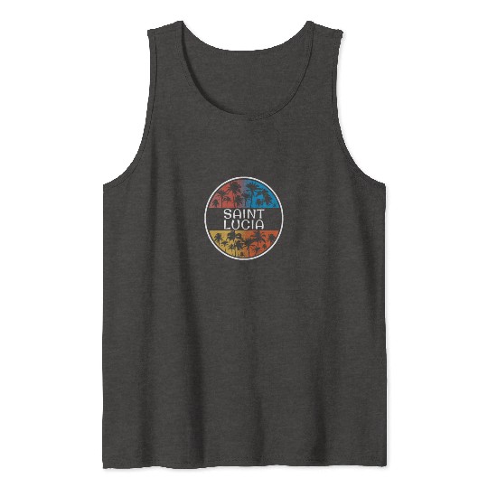 Saint Lucia Stylish Vacation Souvenir Palm Tree Tank Tops
