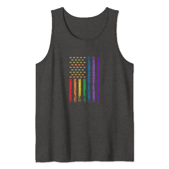 American Flag Rainbow Heart Decor LGBT Pride Month Tank Tops