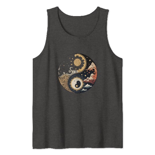 Sun and moon yin yang Tank Tops