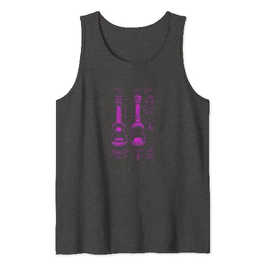 Ukulele Leonardo Da Vinci Sketch Blueprint Tank Tops