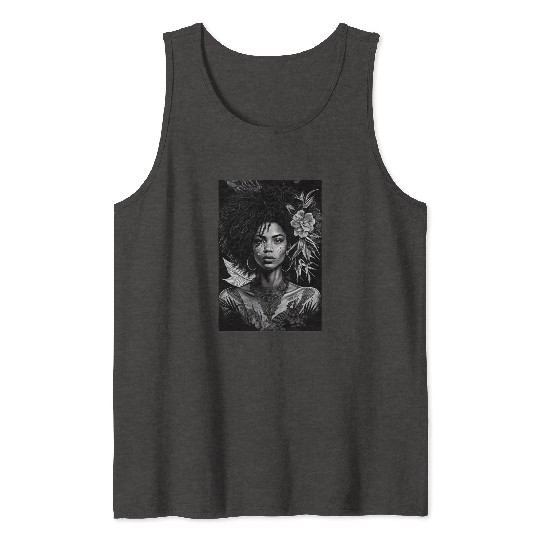 Black-and-White Afrocentric Art Tank Tops
