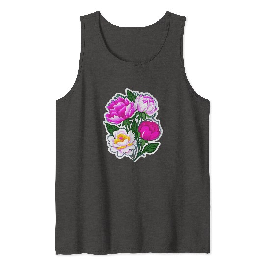 Peony Flower Art Tank Tops