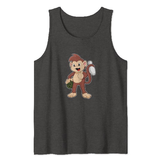 Monkey At Bowling With Bowling Ball Tank Tops