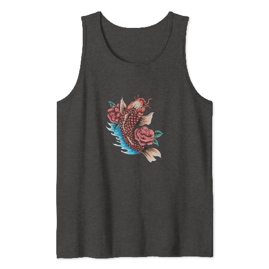 Koi Fish and Roses Tank Tops