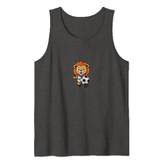 Cute Soccer Lion For Kids Football Boys Tank Tops