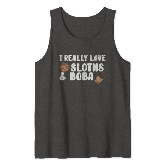 Cute Lazy Sloth Boba Tea Sweet Bubble Tea Tank Tops