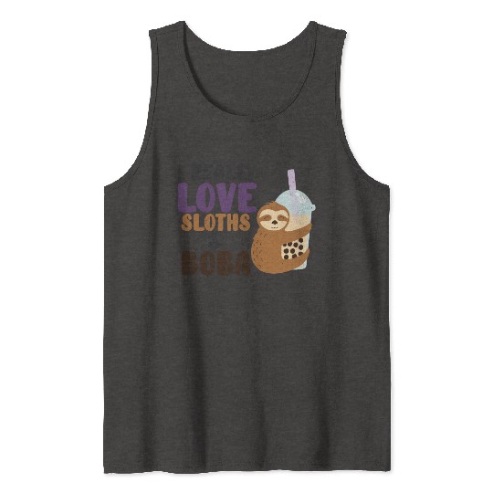 Cute Lazy Sloth Boba Tea Sweet Bubble Tea Tank Tops