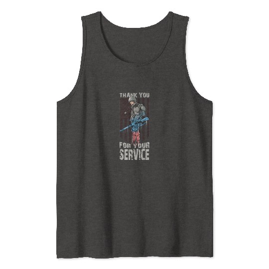 Thank You For Your Service Veteran US Flag Veteran Tank Tops