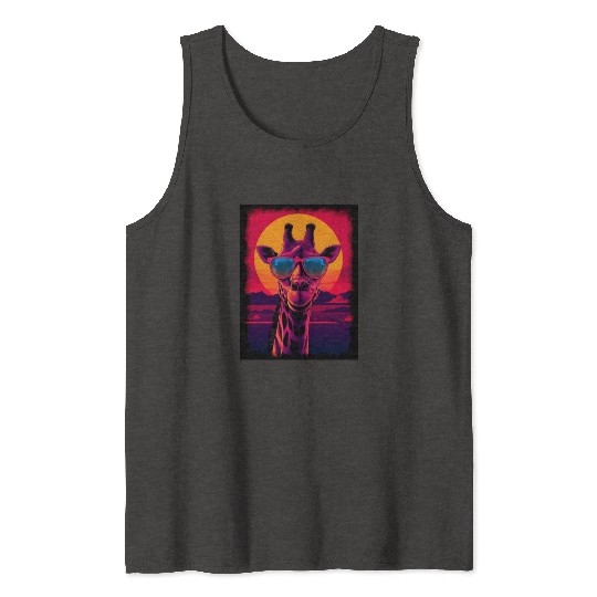 80s Synthwave Giraffe Tank Tops